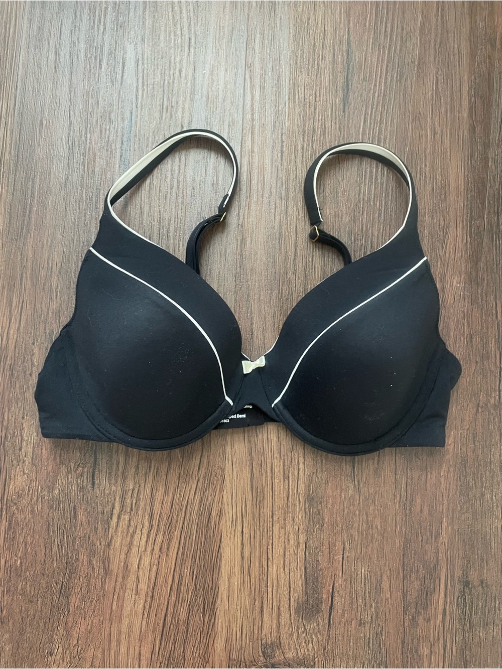 Soma Embraceable Piped Demi Bra 34C Black Bow Underwired